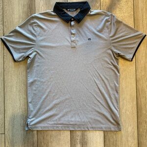 Travis Mathew Men’s Large Gray and Black Polo Shirt Classic Design
